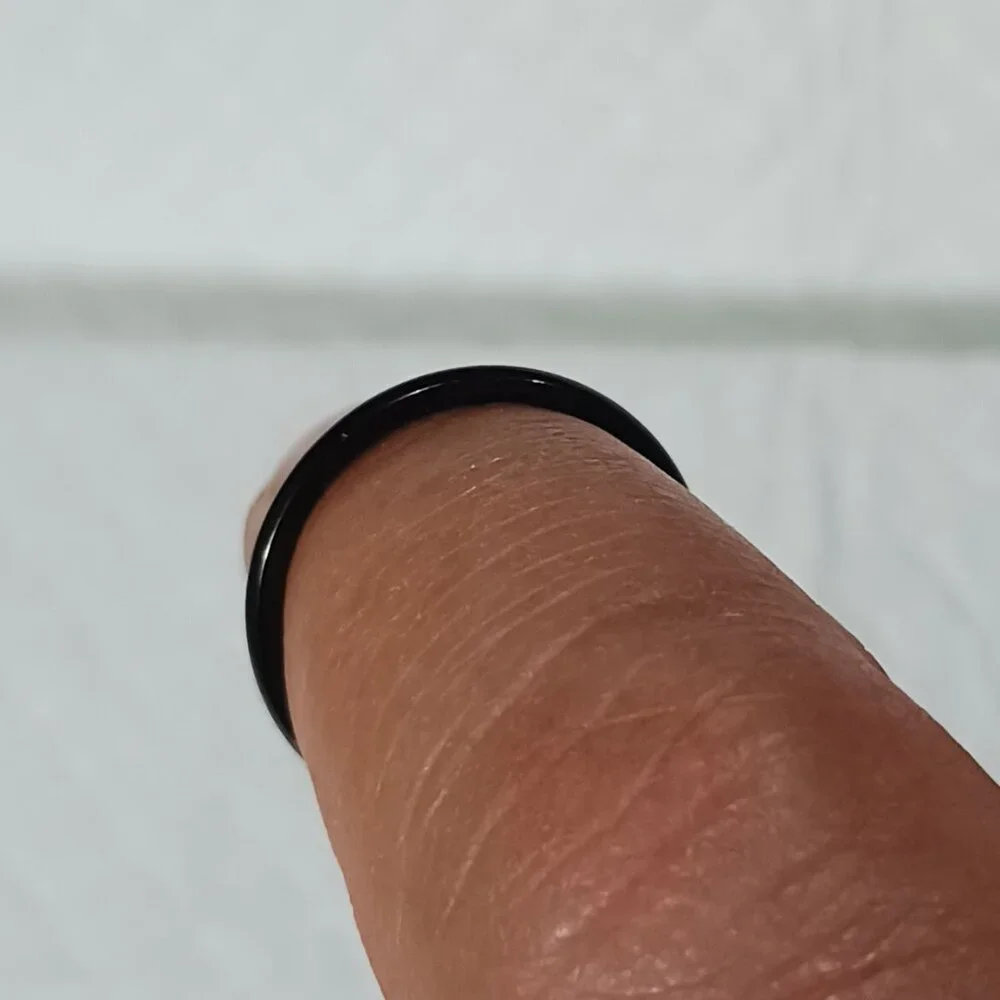 NWOT Black Titanium Steel Thin Stackable Ring Size 7 - Picture 3 of 9